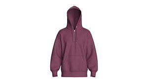 3D model Men Slate Mauve Quarter-Zip Hoodie