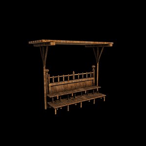3D wooden bleacher tribune 3D model