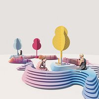 Modern exterior decoration square decoration auspicious clouds decoration  cartoon trees  sculpture