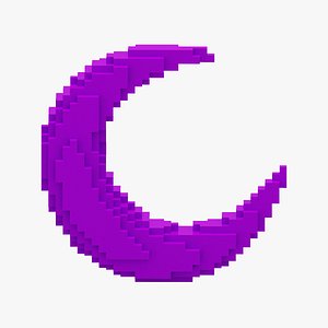 3D Purple voxel moon