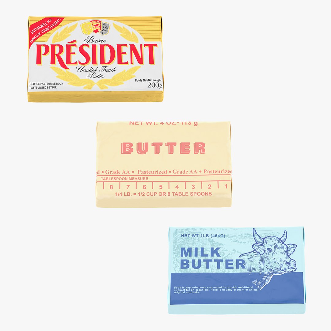 Butter Set Collection 3D model preview