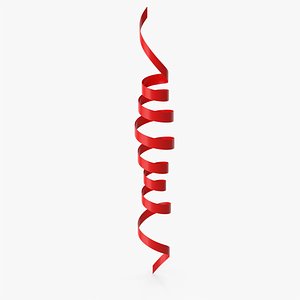 Red Curly Ribbon 3D