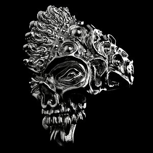 3D badass gothic punk skull model