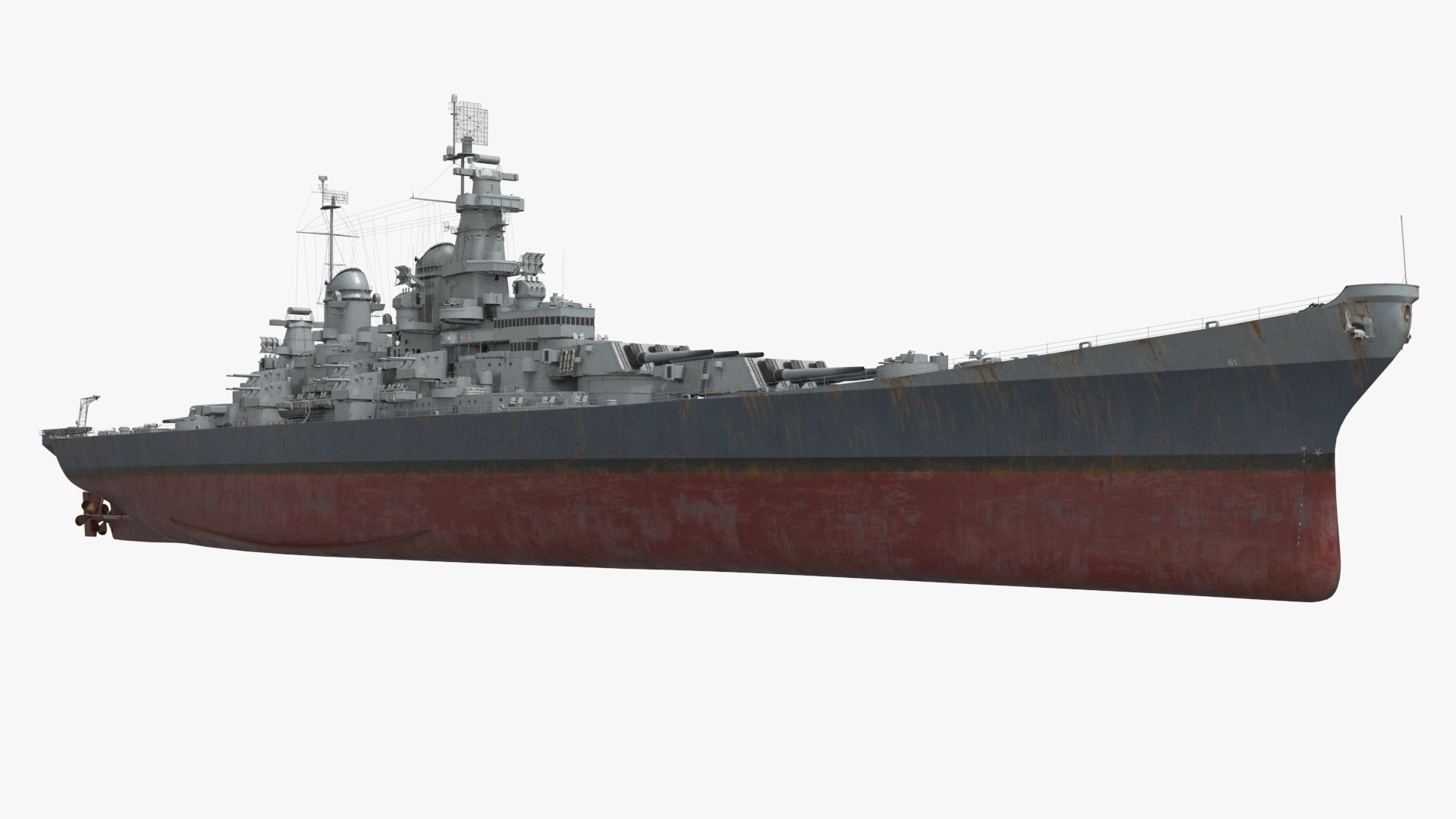 USS Iowa Battleship 1940s Used Rigged