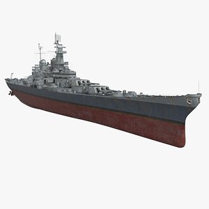 3D USS Iowa Battleship 1940s Used Rigged model