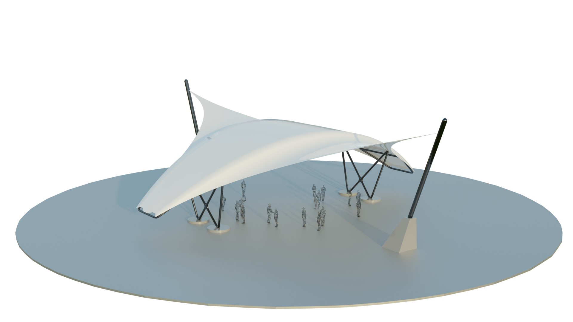 3D Model Tensile Structure Canopy Set 01 - TurboSquid 2357899