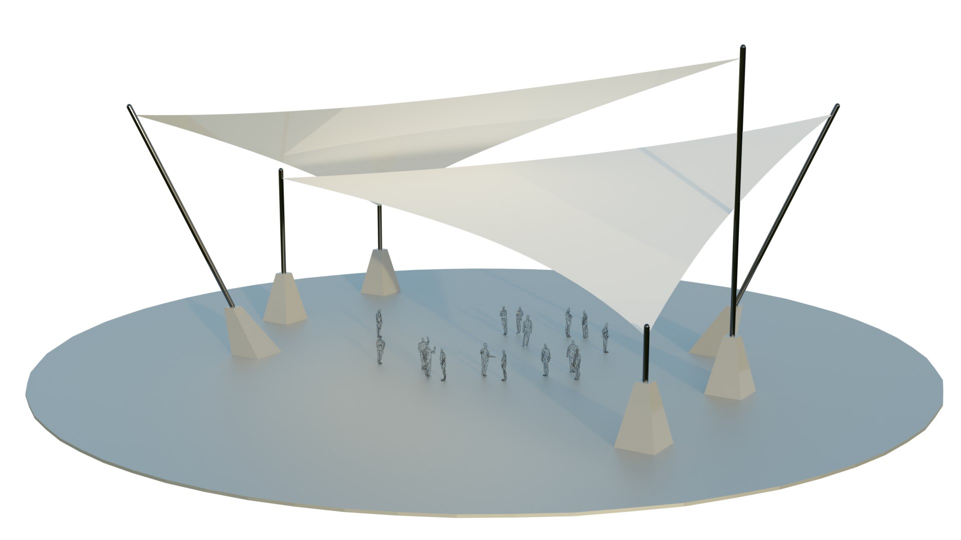 3D Model Tensile Structure Canopy Set 01 - TurboSquid 2357899