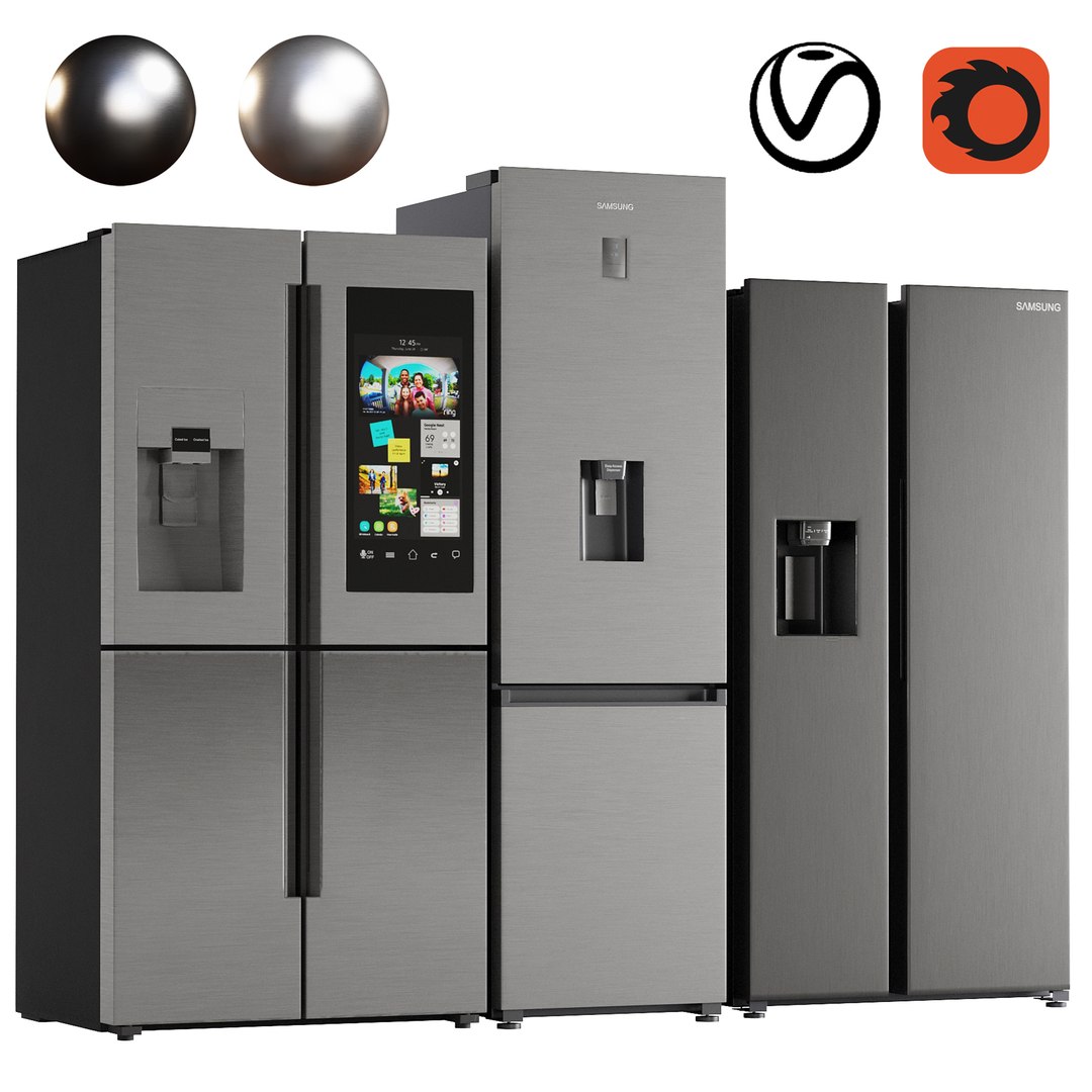 3D Samsung Triple Refrigerator Model - TurboSquid 1895775