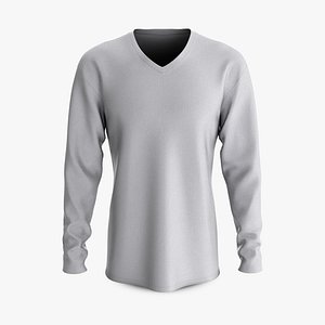 Male T-Shirt Dropped Shoulder V Collar Long Sleeve