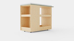 Wood Trolley 3D model