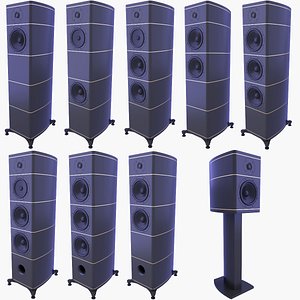 Floor Standing Speakers and Bookshelf Speaker SET v13 3D model