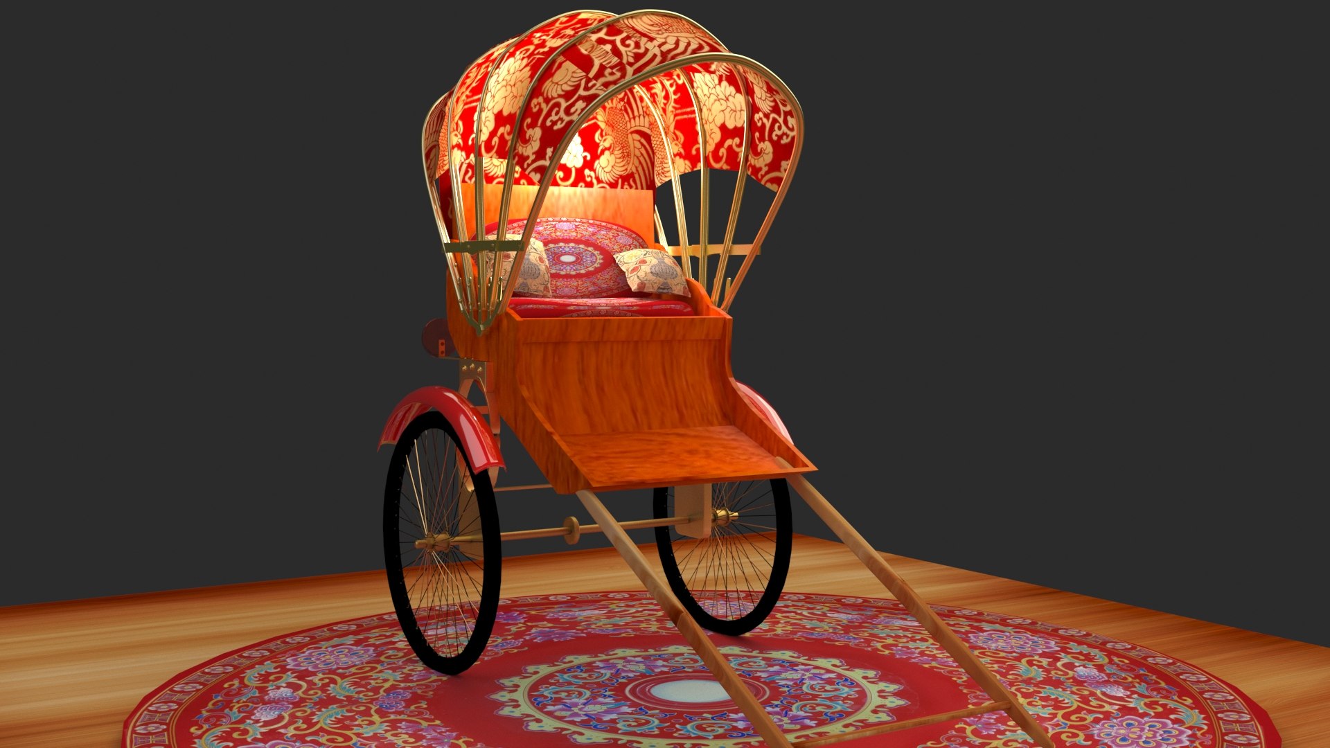 3D Chinese Hand Pulled Rickshaw - TurboSquid 2483995