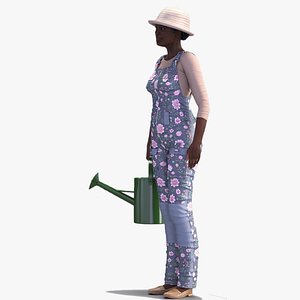 Gardener Afro American Woman Rigged for Modo
