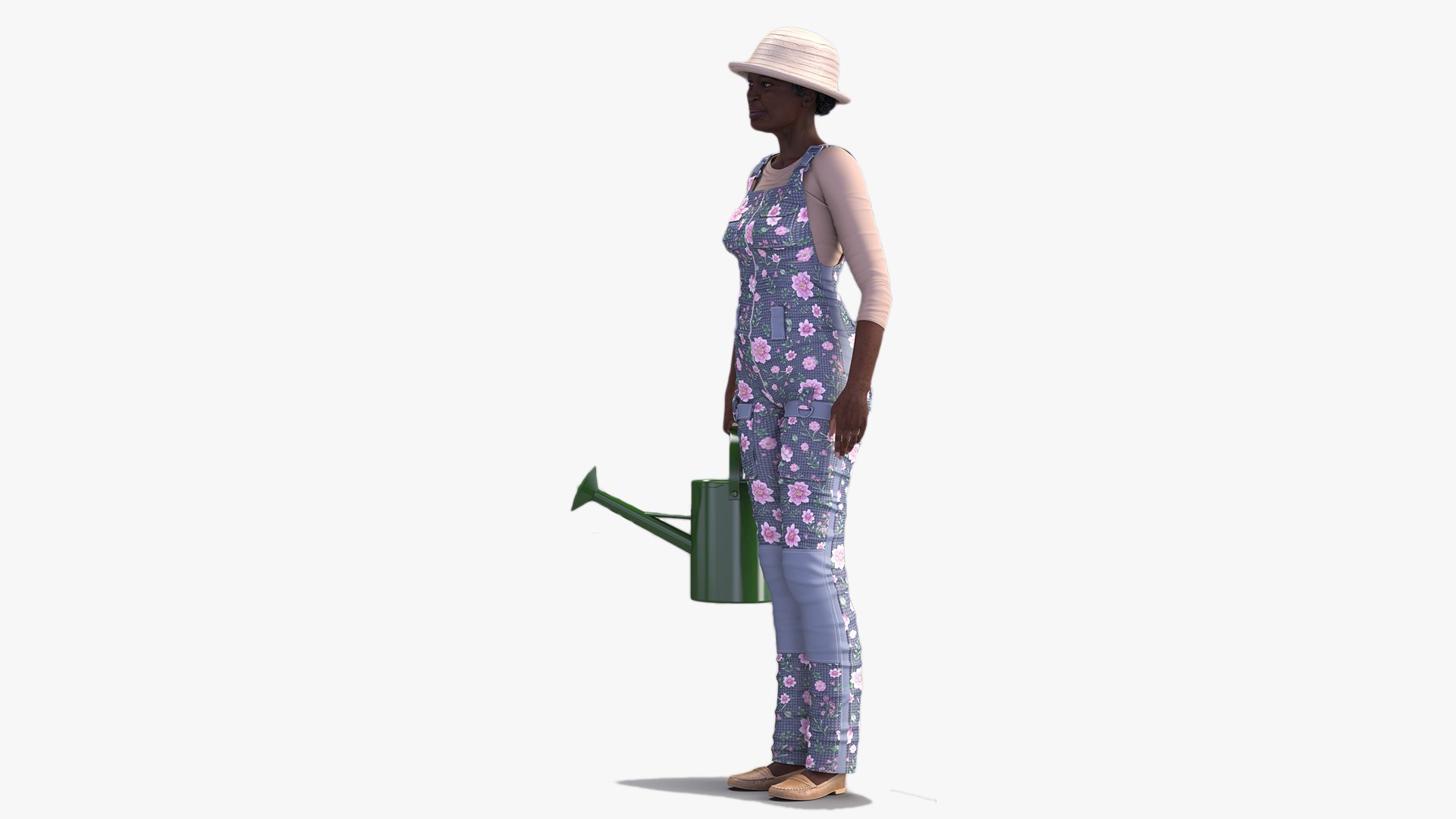 Gardener Afro American Woman Rigged for Modo 3D model preview