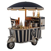 Realistic Vintage Soft Ice Cream Cart