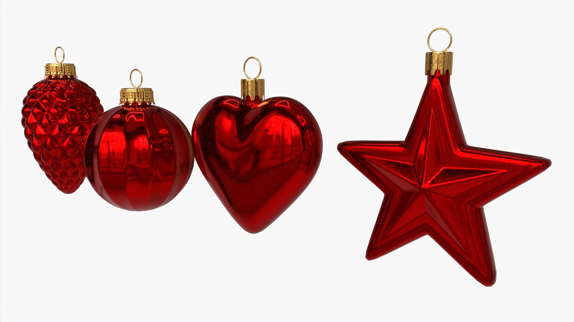 Christmas Tree Balls Set Red Glossy 3D - TurboSquid 2027505