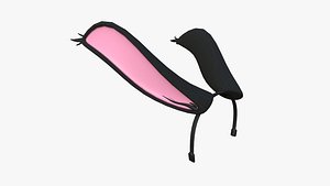3D Furry Ears Tiara I01 Black - Headband Character Design