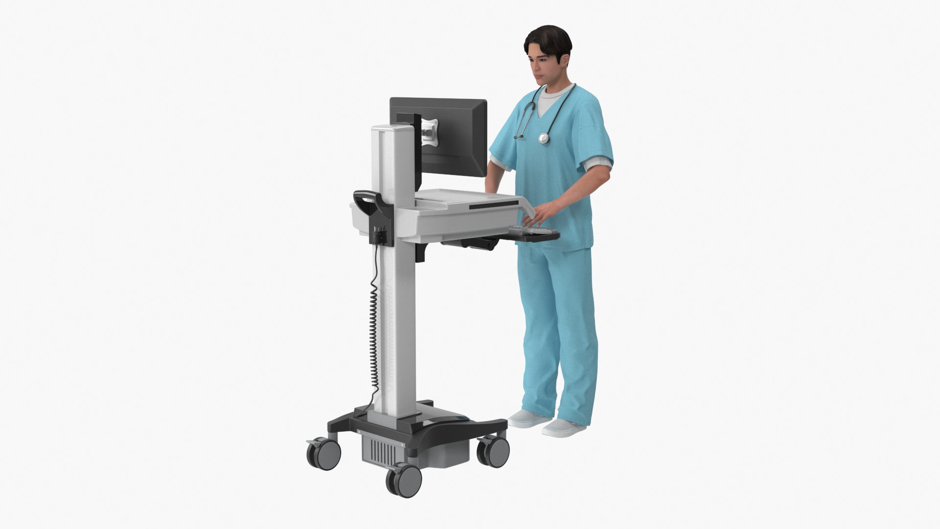 3D Medical Computer Cart With Doctor Model - TurboSquid 2515690