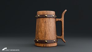 Viking Tankard - Medieval Wooden Beer Mug Lowpoly 3D model