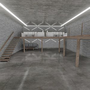 Loft Interior garage 3D