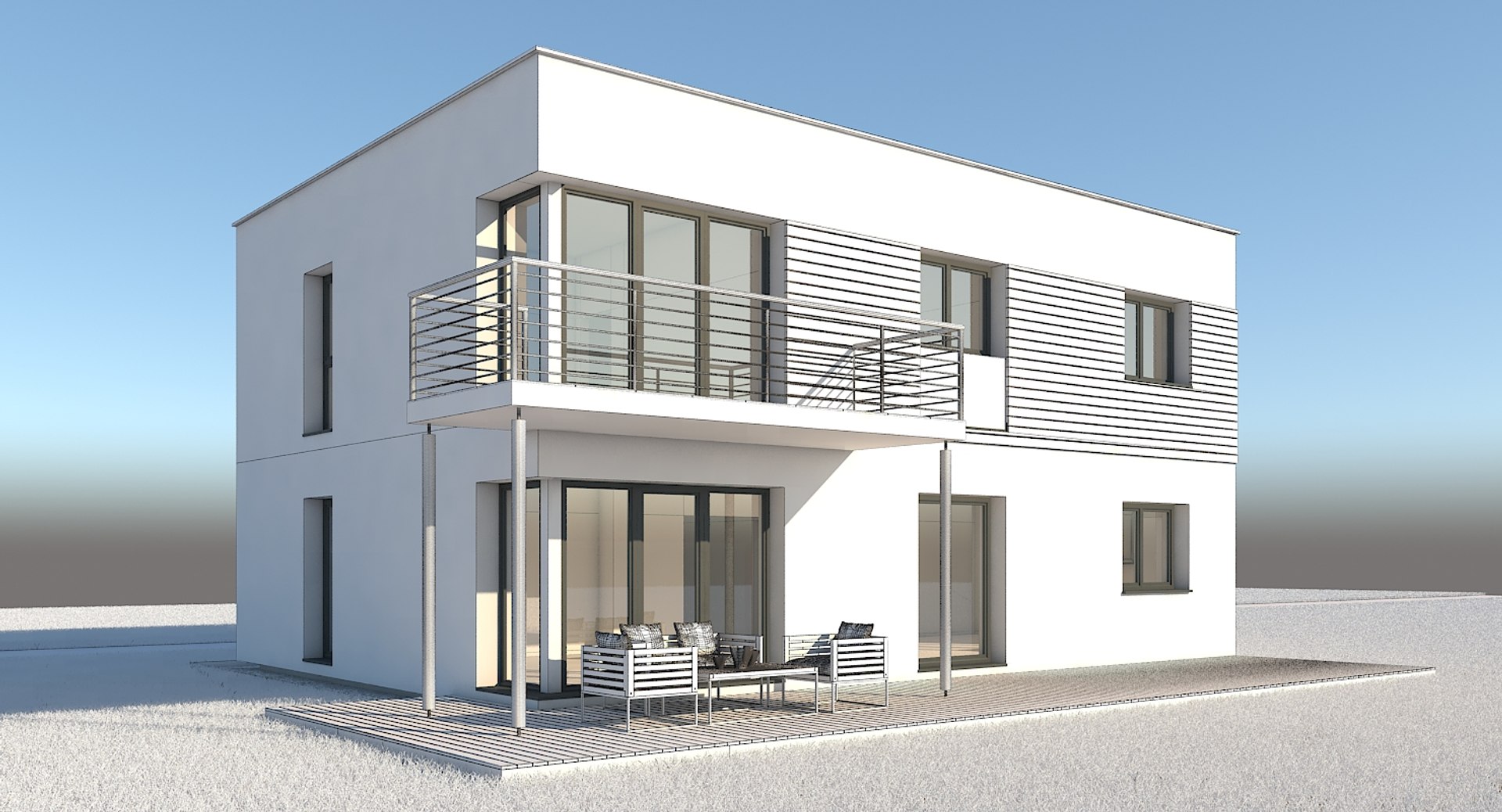 modern single family home 3d max