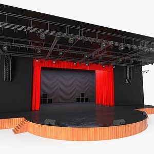 3D theater stage open curtain model