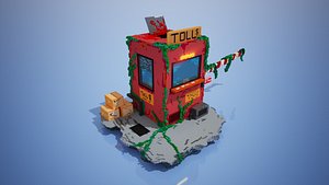 3D 3D Voxel Post-apocalyptic bloody Tollbooth 3D model model