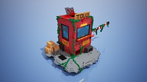 3D Voxel Post-apocalyptic bloody Tollbooth 3D model