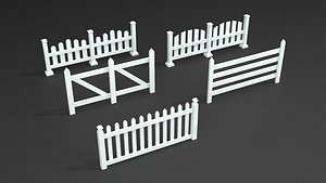 3D PBR Wooden Fence Pack model