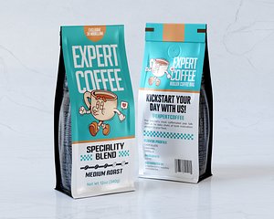 Roll Up Coffee Bag Packaging 3D model