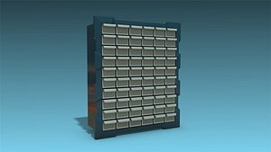 3D low-poly storage cabinet drawers