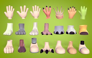 Cartoon Pack -- Hand Foot Paw - Character Man Animal Dog Cat Elephant Dragon Lion Tiger Horse Lizard
