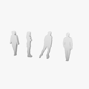 4 3D People Silhouettes 3D model