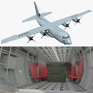 US Military Transport Aircraft Lockheed C 130 Hercules with Cargo Rigged for Maya
