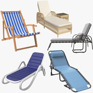 3D Detailed Sun Loungers Collection