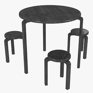 3D model minimalist black mahogany artek