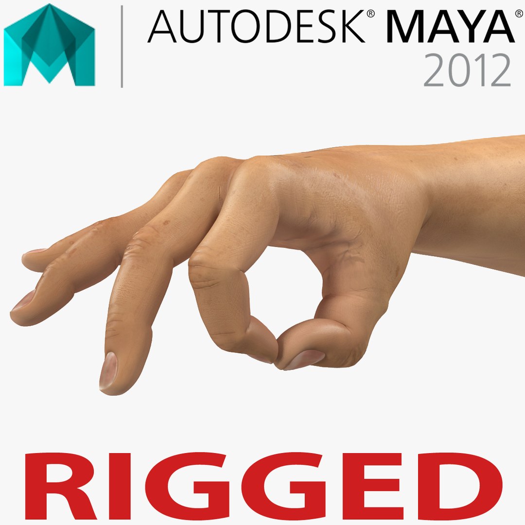 Man Hands 2 Rigged for Maya 3D model preview