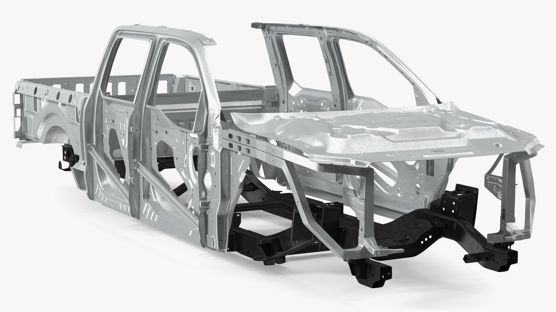 Disassembled Pickup Truck without Frame 3D model preview