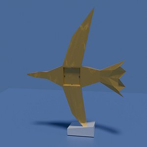 Metal statue of a bird in gilding 3D