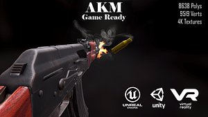 AKM 7.62mm Game Ready Low-poly