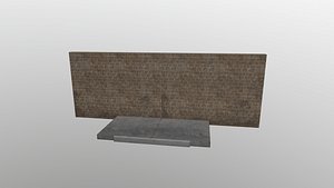 3D Modular Brick Wall and Asphalt Floor Set Low-poly 3D