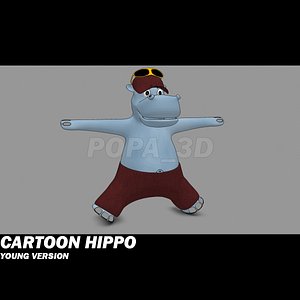 hippo cartoon 3d model