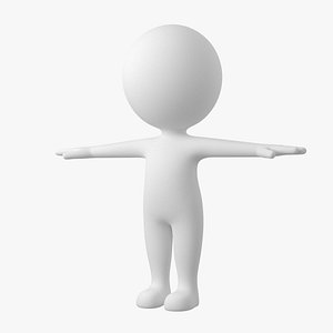 Cute Stylized Stickman in T-Pose 3D