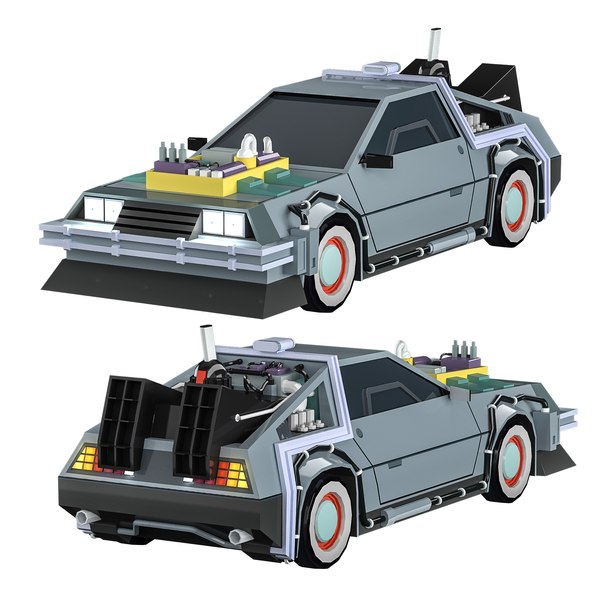 3D Car Back to the Future Low-poly