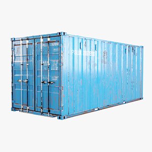 Intermodal Shipping Container 20-foot-long Rusted 3D