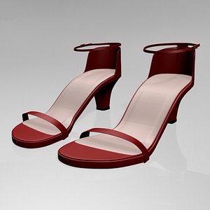 3D model stylish round-toe chunky-heel sandals