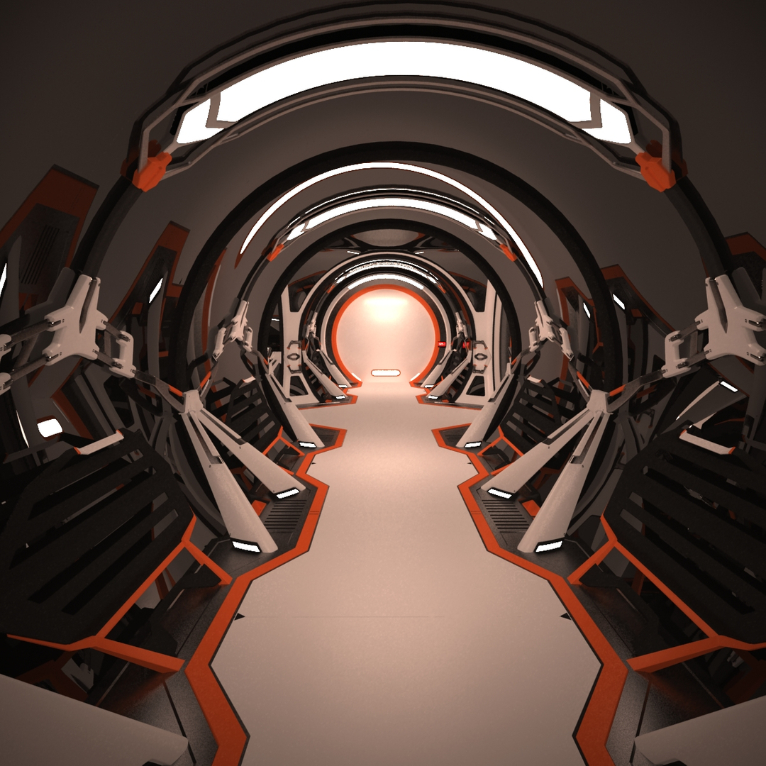 sci fi spaceship corridor interior max
