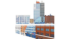 3D model Facade of City Point Brooklyn New York buildings