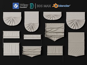 Classic Roman Window Blinds Fabric Shades 3D