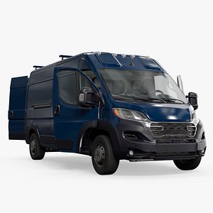 Full Size Panel Cargo Van with Interior Blue Rigged for Cinema 4D model